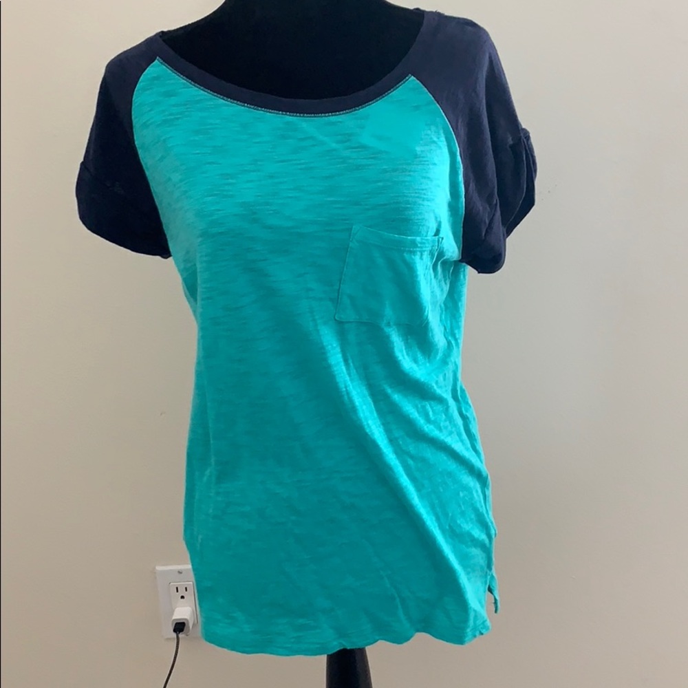 Navy Blue and Emerald Green T Shirt